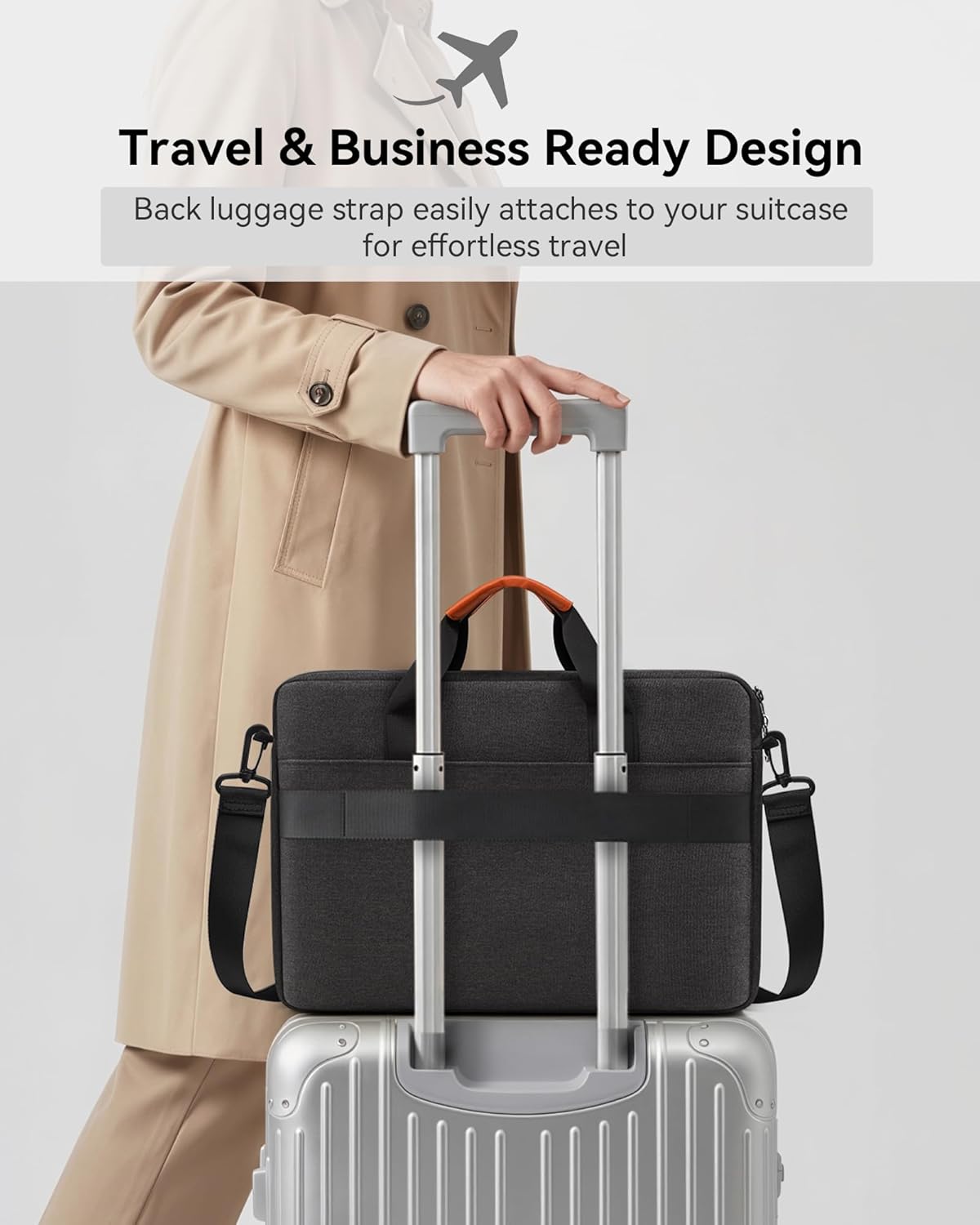 15 15.6 16 inch Laptop Bag Carrying Case | Water-Repellent Fabric Computer PC Shoulder Briefcase, Lightweight Toploader, Business Casual or School