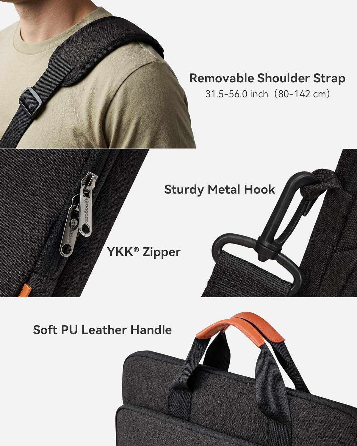 15 15.6 16 inch Laptop Bag Carrying Case | Water-Repellent Fabric Computer PC Shoulder Briefcase, Lightweight Toploader, Business Casual or School