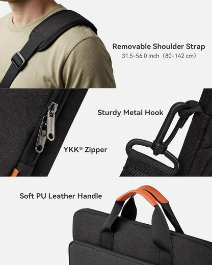 15 15.6 16 inch Laptop Bag Carrying Case | Water-Repellent Fabric Computer PC Shoulder Briefcase, Lightweight Toploader, Business Casual or School