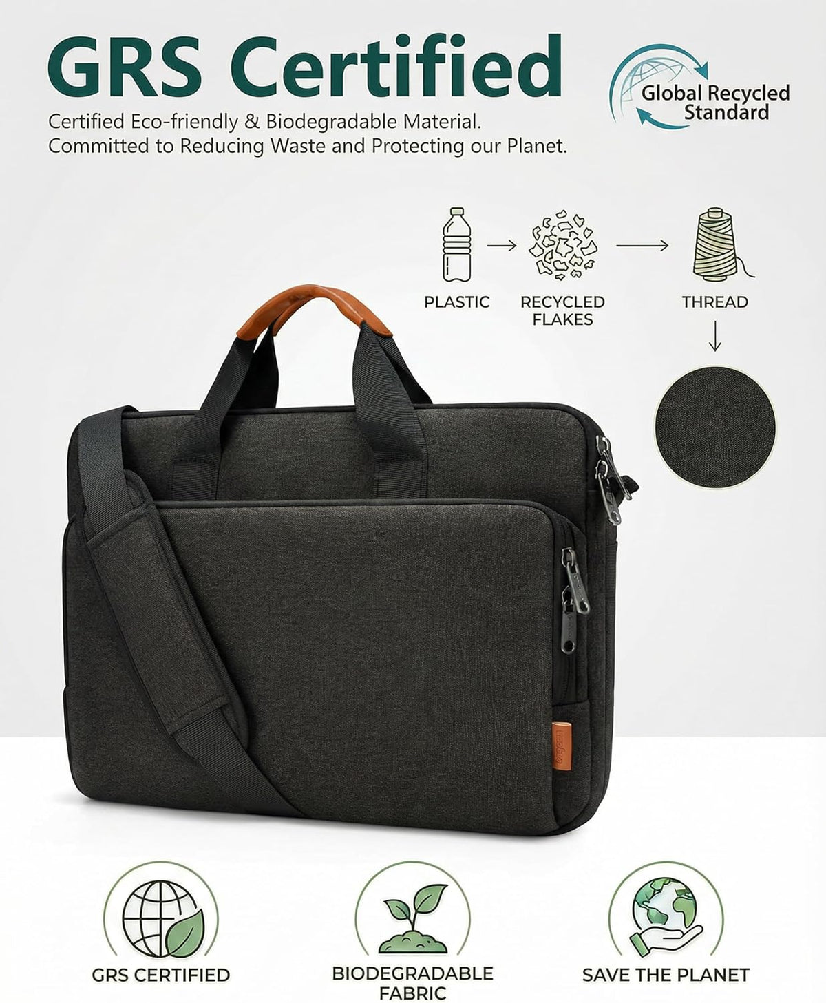 15 15.6 16 inch Laptop Bag Carrying Case | Water-Repellent Fabric Computer PC Shoulder Briefcase, Lightweight Toploader, Business Casual or School