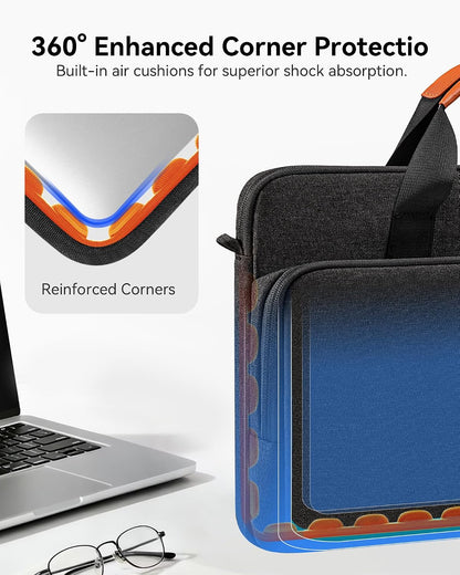 15 15.6 16 inch Laptop Bag Carrying Case | Water-Repellent Fabric Computer PC Shoulder Briefcase, Lightweight Toploader, Business Casual or School