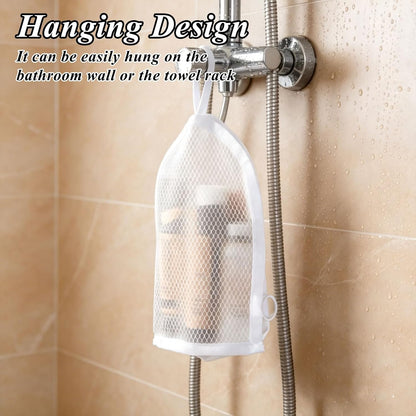 Standing Toiletry Bag, Foldable Self Standing Travel Toiletry Pouch, Mesh Large Capacity Cosmetic Waterproof Bag Clear Hanging Travel Toiletry Bags for Toothbrush & Toiletries (White)