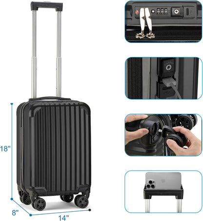 Personal Item Suitcase 18x14x8 Inches Hardside Built In TSA Lock & USB Port Lightweight Luggage With Removable Silent Wheels Underseat Carry-On Bag For Spirit and Frontier and More (Yellow)