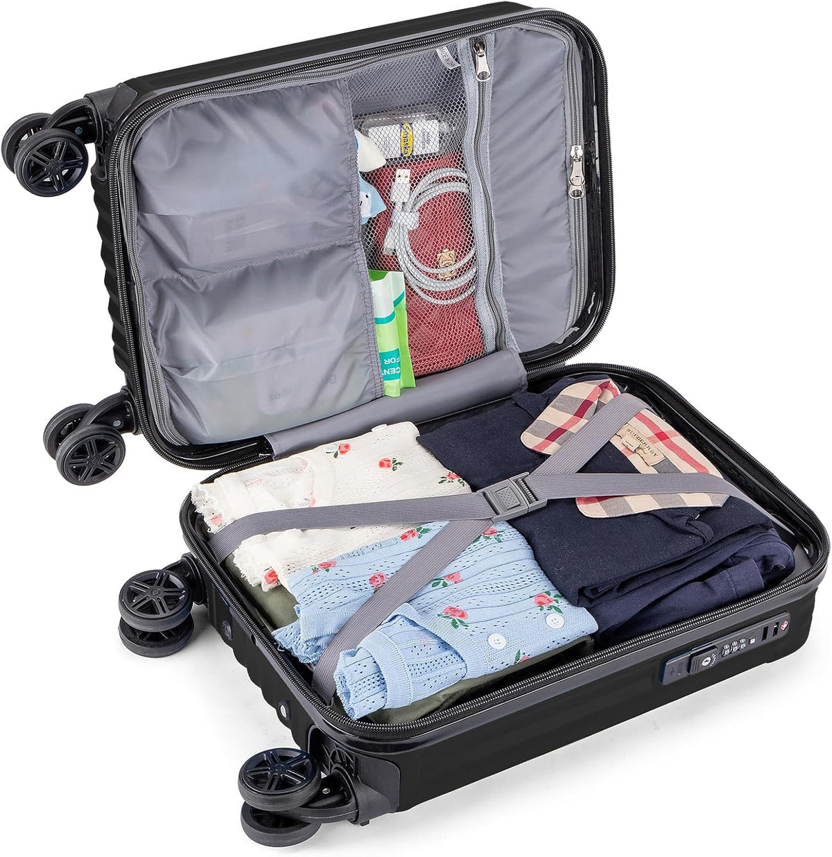 Personal Item Suitcase 18x14x8 Inches Hardside Built In TSA Lock & USB Port Lightweight Luggage With Removable Silent Wheels Underseat Carry-On Bag For Spirit and Frontier and More (Yellow)