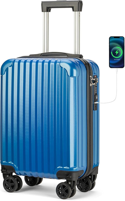 Personal Item Suitcase 18x14x8 Inches Hardside Built In TSA Lock & USB Port Lightweight Luggage With Removable Silent Wheels Underseat Carry-On Bag For Spirit and Frontier and More (Yellow)