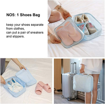 Travel Packing Cubes 8 Pcs Set, Luggage Packing Organizers with Shoe Bag and Toiletry Bag