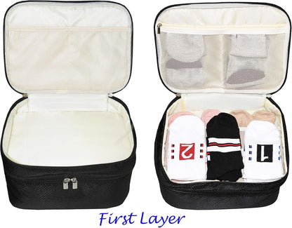 Travel Organizer Underwear Bag - Large Double Layer Packing Storage Bag – Fits Large Bra, Socks, Underpants, Cosmetic, Toiletry kit