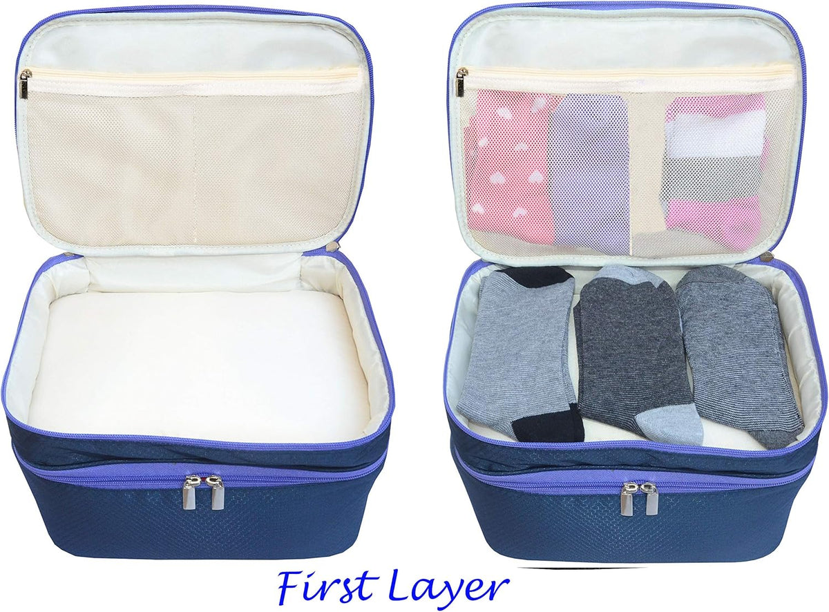 Travel Organizer Underwear Bag - Large Double Layer Packing Storage Bag – Fits Large Bra, Socks, Underpants, Cosmetic, Toiletry kit