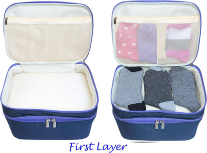 Travel Organizer Underwear Bag - Large Double Layer Packing Storage Bag – Fits Large Bra, Socks, Underpants, Cosmetic, Toiletry kit