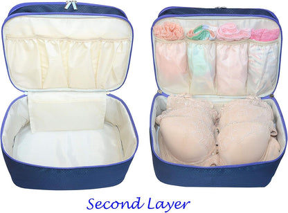 Travel Organizer Underwear Bag - Large Double Layer Packing Storage Bag – Fits Large Bra, Socks, Underpants, Cosmetic, Toiletry kit