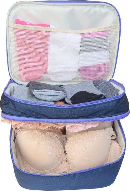 Travel Organizer Underwear Bag - Large Double Layer Packing Storage Bag – Fits Large Bra, Socks, Underpants, Cosmetic, Toiletry kit