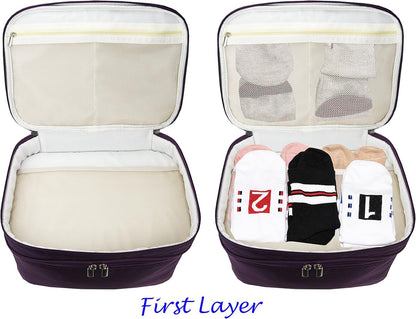 Travel Organizer Underwear Bag - Large Double Layer Packing Storage Bag – Fits Large Bra, Socks, Underpants, Cosmetic, Toiletry kit