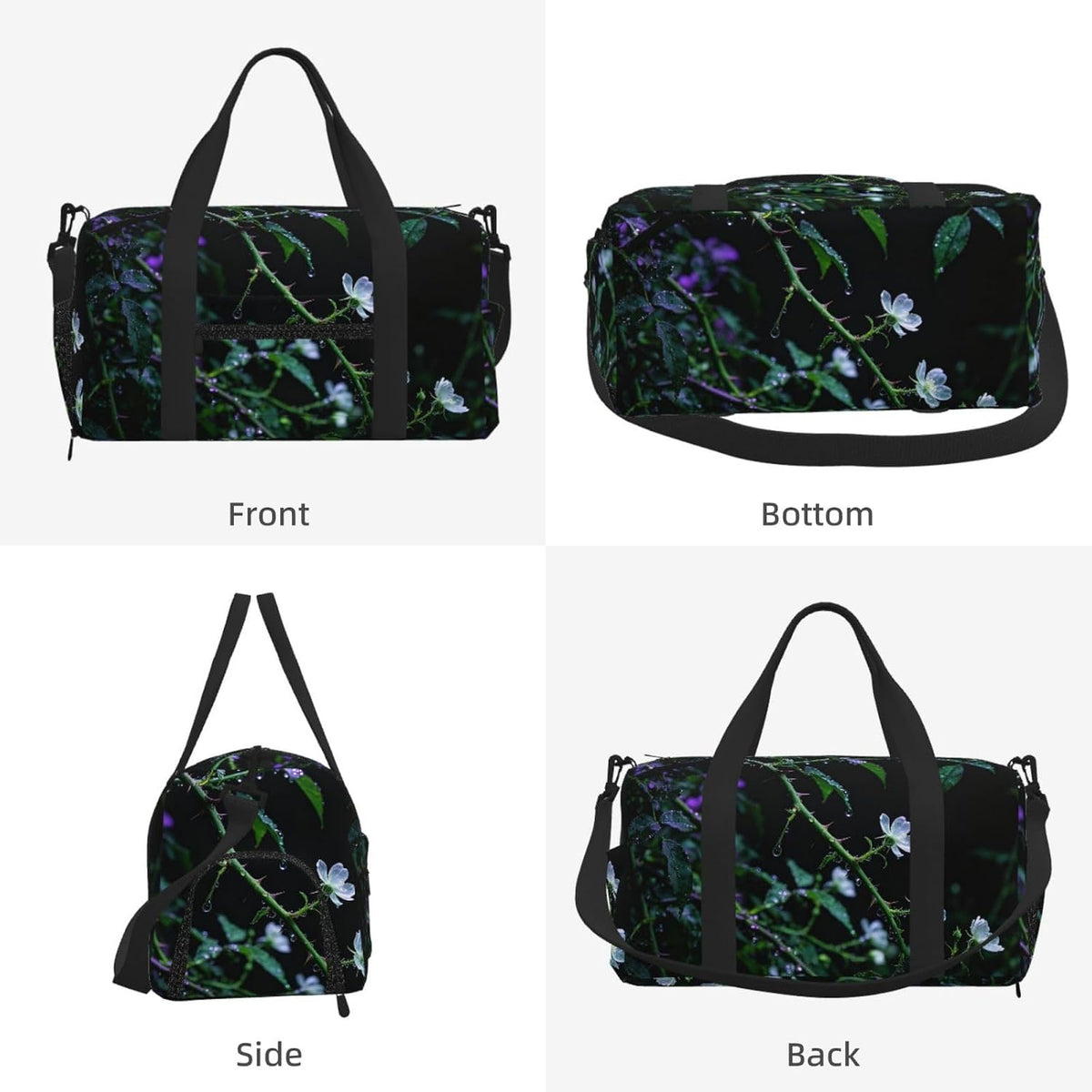 Dark Green Vine Duffel Bag with Shoe Compartment-Sports Gym Weekender for Men Women, Waterproof Travel Tote with Wet Pocket for Dirty Shoes