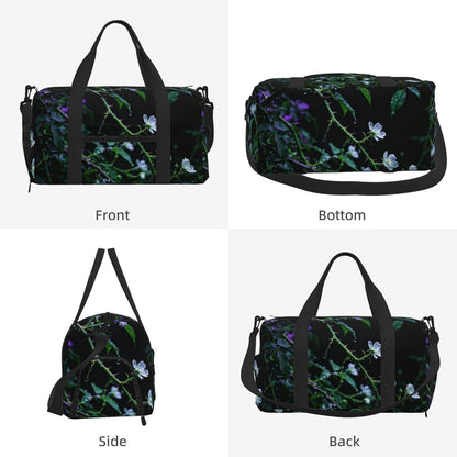 Dark Green Vine Duffel Bag with Shoe Compartment-Sports Gym Weekender for Men Women, Waterproof Travel Tote with Wet Pocket for Dirty Shoes