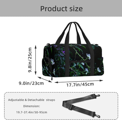 Dark Green Vine Duffel Bag with Shoe Compartment-Sports Gym Weekender for Men Women, Waterproof Travel Tote with Wet Pocket for Dirty Shoes