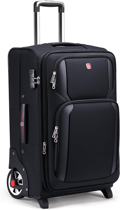 ROPLUS Laduga Softside Expandable Luggage with Large Wheels Carry-On Luggage Suicase (Purple, 21-Inch)