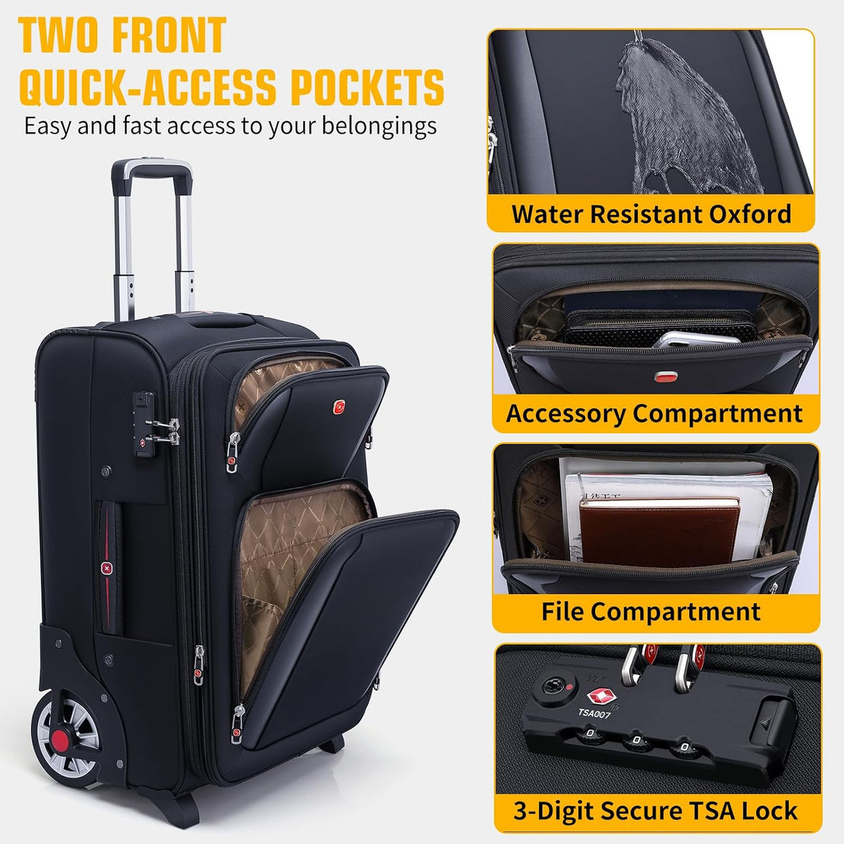 ROPLUS Laduga Softside Expandable Luggage with Large Wheels Carry-On Luggage Suicase (Purple, 21-Inch)