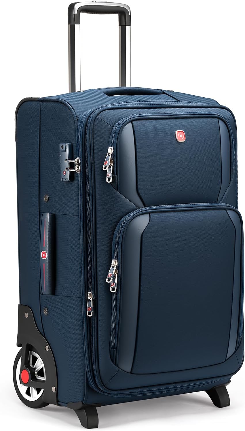 ROPLUS Laduga Softside Expandable Luggage with Large Wheels Carry-On Luggage Suicase (Purple, 21-Inch)