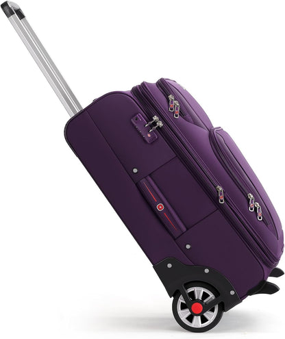 ROPLUS Laduga Softside Expandable Luggage with Large Wheels Carry-On Luggage Suicase (Purple, 21-Inch)