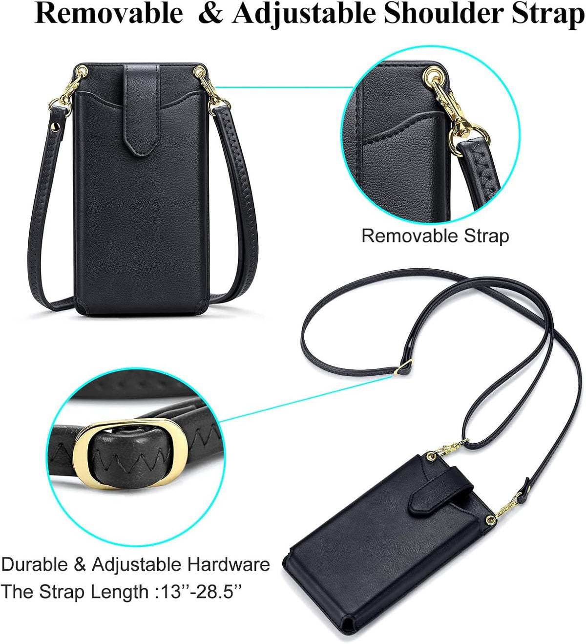 Small Crossbody Cell Phone Purse for Women Vegan Leather Crossbody Phone Bag with RFID Card Slots Adjustable Strap