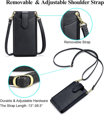Small Crossbody Cell Phone Purse for Women Vegan Leather Crossbody Phone Bag with RFID Card Slots Adjustable Strap