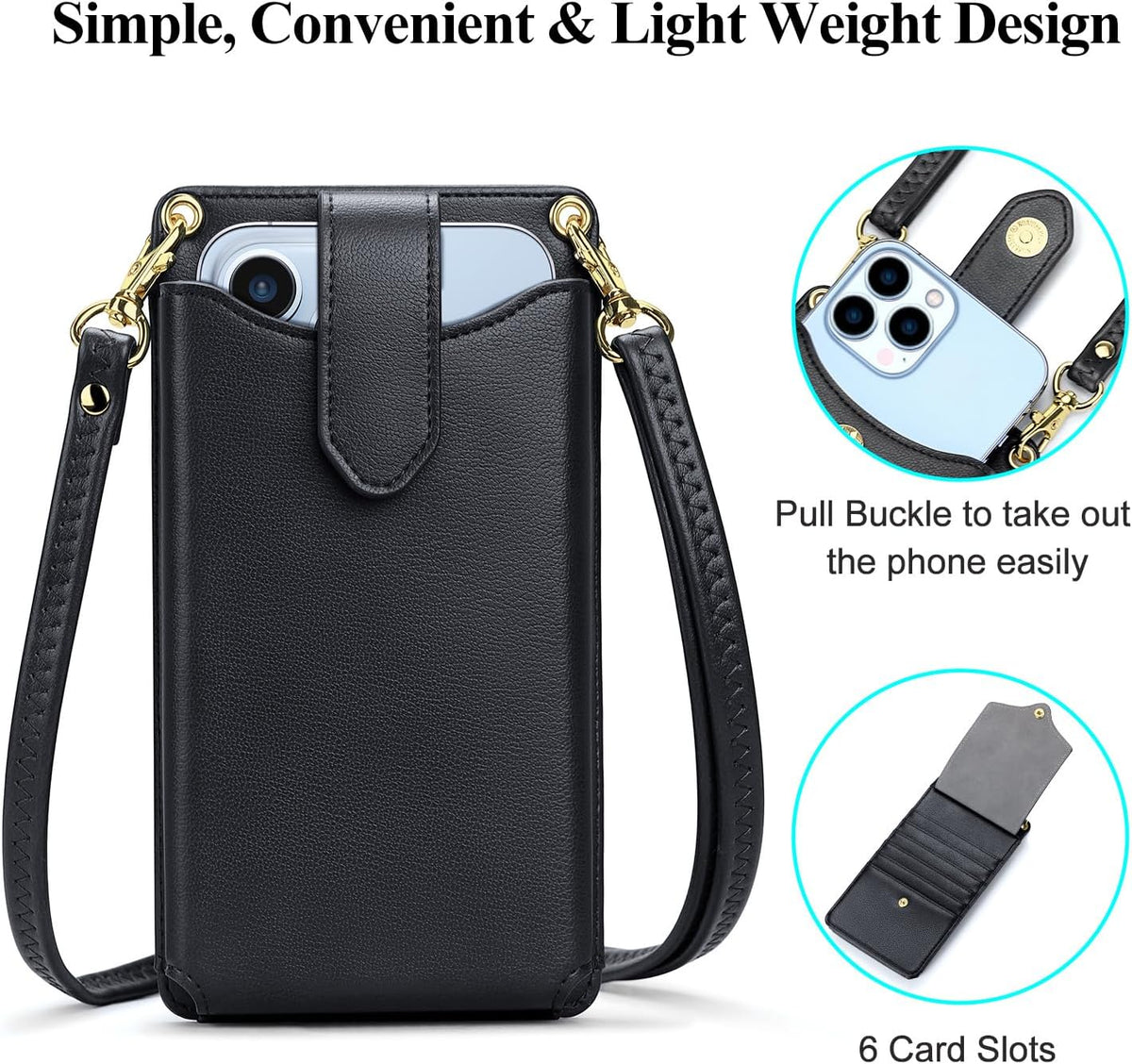 Small Crossbody Cell Phone Purse for Women Vegan Leather Crossbody Phone Bag with RFID Card Slots Adjustable Strap