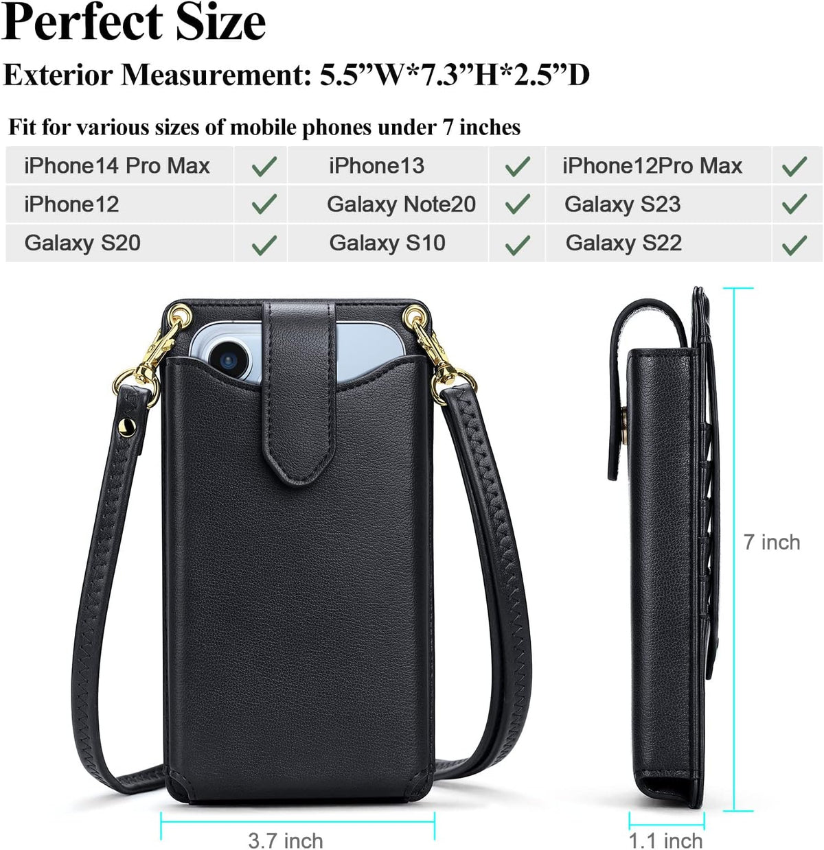 Small Crossbody Cell Phone Purse for Women Vegan Leather Crossbody Phone Bag with RFID Card Slots Adjustable Strap