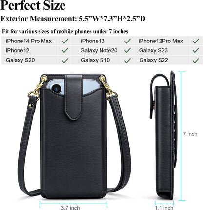 Small Crossbody Cell Phone Purse for Women Vegan Leather Crossbody Phone Bag with RFID Card Slots Adjustable Strap