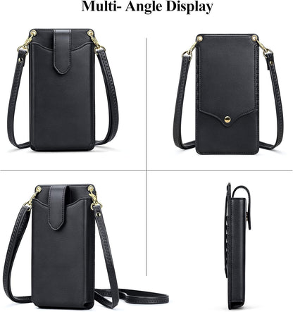 Small Crossbody Cell Phone Purse for Women Vegan Leather Crossbody Phone Bag with RFID Card Slots Adjustable Strap
