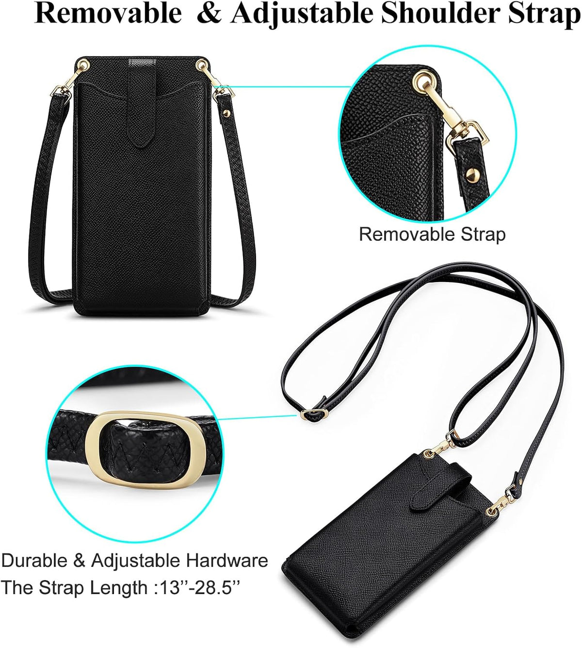 Small Crossbody Cell Phone Purse for Women Vegan Leather Crossbody Phone Bag with RFID Card Slots Adjustable Strap