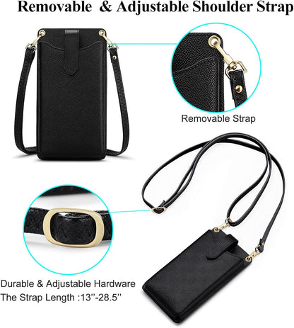 Small Crossbody Cell Phone Purse for Women Vegan Leather Crossbody Phone Bag with RFID Card Slots Adjustable Strap