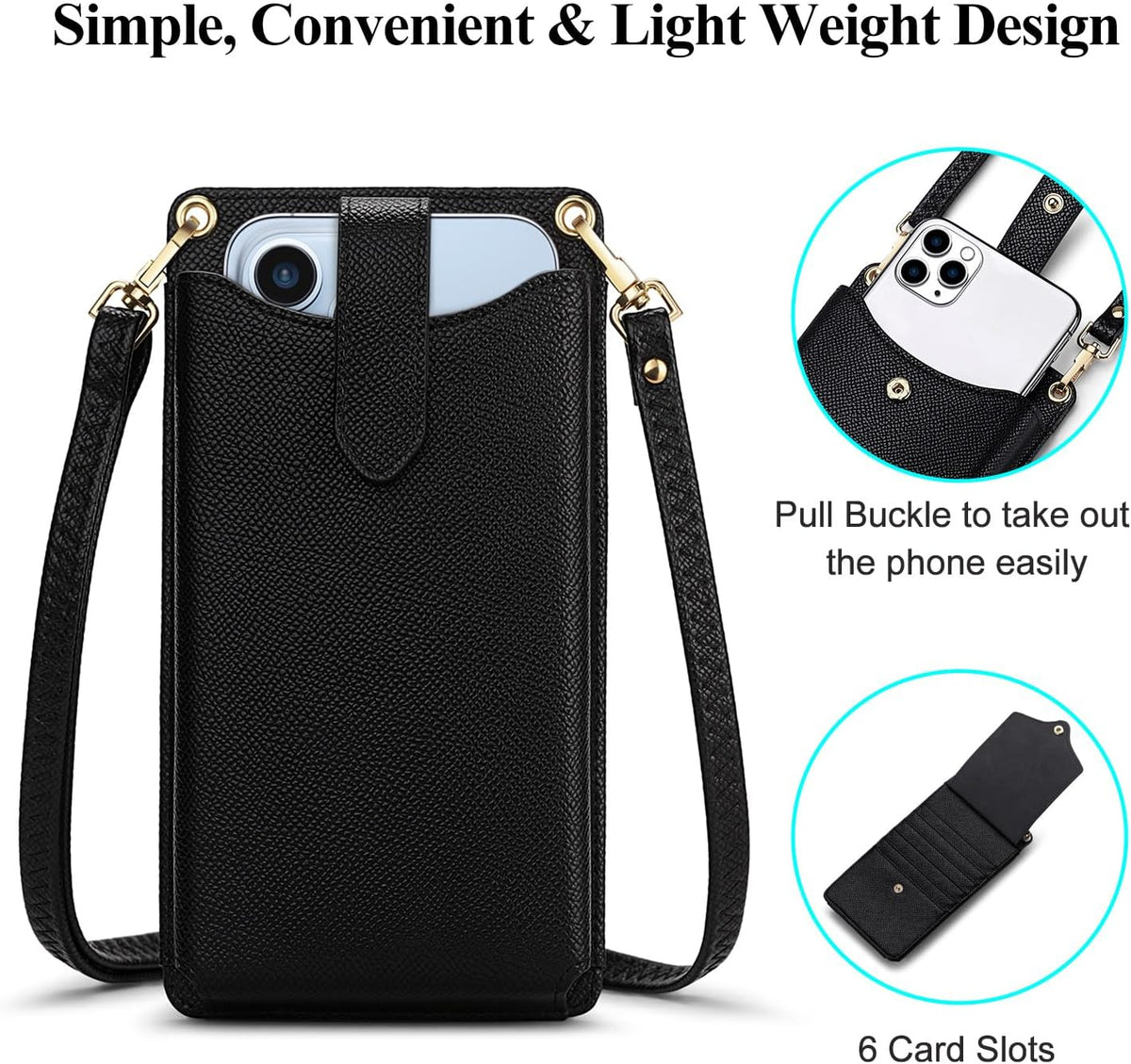 Small Crossbody Cell Phone Purse for Women Vegan Leather Crossbody Phone Bag with RFID Card Slots Adjustable Strap