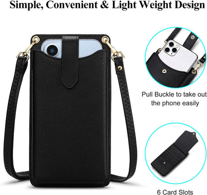 Small Crossbody Cell Phone Purse for Women Vegan Leather Crossbody Phone Bag with RFID Card Slots Adjustable Strap