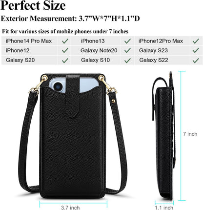 Small Crossbody Cell Phone Purse for Women Vegan Leather Crossbody Phone Bag with RFID Card Slots Adjustable Strap