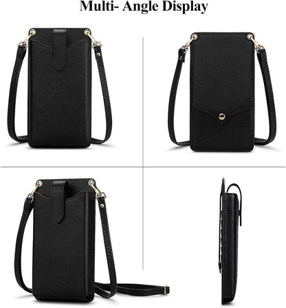 Small Crossbody Cell Phone Purse for Women Vegan Leather Crossbody Phone Bag with RFID Card Slots Adjustable Strap