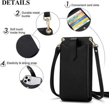Small Crossbody Cell Phone Purse for Women Vegan Leather Crossbody Phone Bag with RFID Card Slots Adjustable Strap