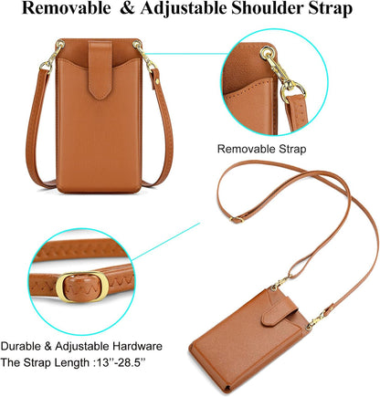 Small Crossbody Cell Phone Purse for Women Vegan Leather Crossbody Phone Bag with RFID Card Slots Adjustable Strap