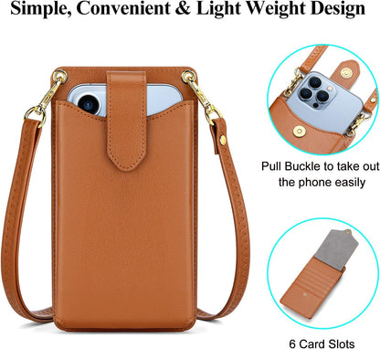 Small Crossbody Cell Phone Purse for Women Vegan Leather Crossbody Phone Bag with RFID Card Slots Adjustable Strap