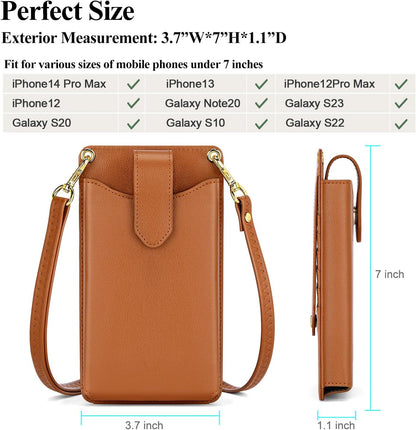 Small Crossbody Cell Phone Purse for Women Vegan Leather Crossbody Phone Bag with RFID Card Slots Adjustable Strap
