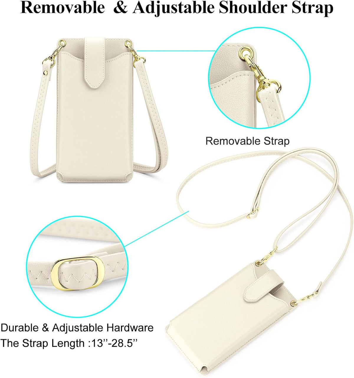Small Crossbody Cell Phone Purse for Women Vegan Leather Crossbody Phone Bag with RFID Card Slots Adjustable Strap