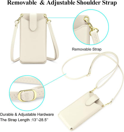 Small Crossbody Cell Phone Purse for Women Vegan Leather Crossbody Phone Bag with RFID Card Slots Adjustable Strap