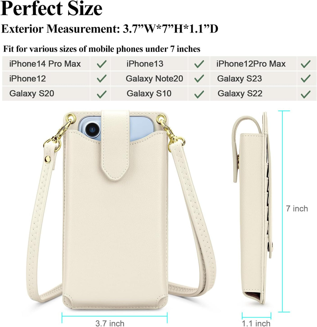 Small Crossbody Cell Phone Purse for Women Vegan Leather Crossbody Phone Bag with RFID Card Slots Adjustable Strap
