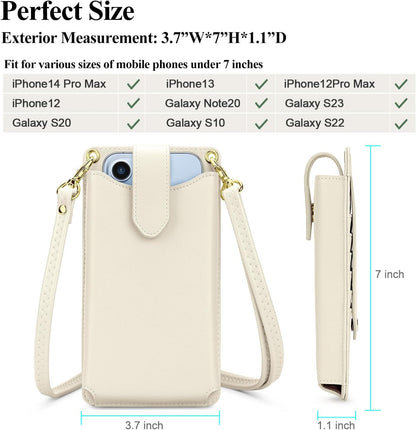 Small Crossbody Cell Phone Purse for Women Vegan Leather Crossbody Phone Bag with RFID Card Slots Adjustable Strap