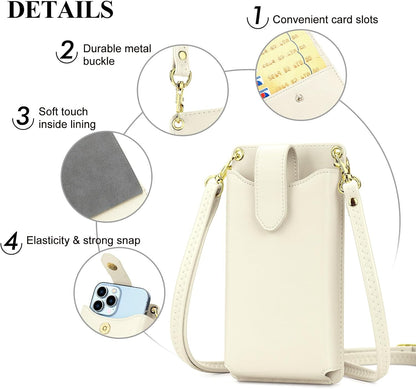 Small Crossbody Cell Phone Purse for Women Vegan Leather Crossbody Phone Bag with RFID Card Slots Adjustable Strap