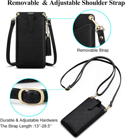 Small Crossbody Cell Phone Purse for Women Vegan Leather Crossbody Phone Bag with RFID Card Slots Adjustable Strap