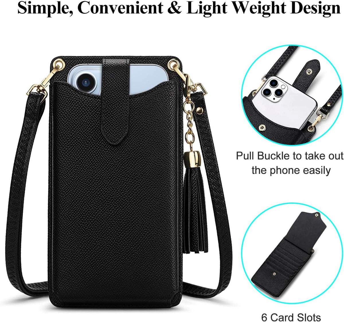 Small Crossbody Cell Phone Purse for Women Vegan Leather Crossbody Phone Bag with RFID Card Slots Adjustable Strap