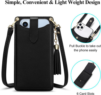 Small Crossbody Cell Phone Purse for Women Vegan Leather Crossbody Phone Bag with RFID Card Slots Adjustable Strap