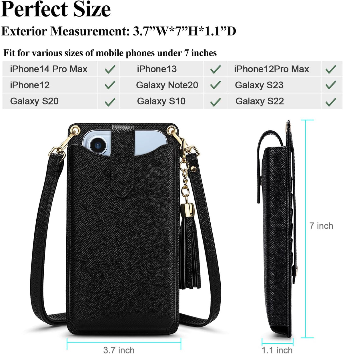 Small Crossbody Cell Phone Purse for Women Vegan Leather Crossbody Phone Bag with RFID Card Slots Adjustable Strap