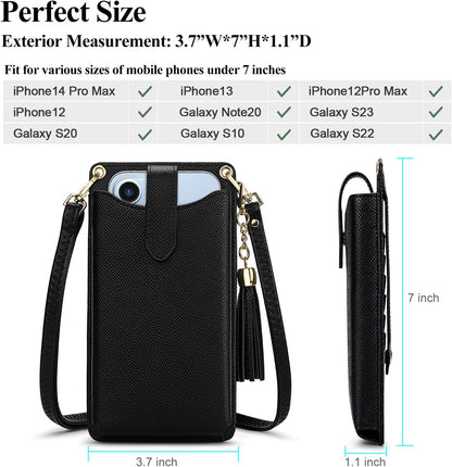 Small Crossbody Cell Phone Purse for Women Vegan Leather Crossbody Phone Bag with RFID Card Slots Adjustable Strap