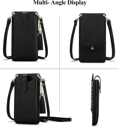 Small Crossbody Cell Phone Purse for Women Vegan Leather Crossbody Phone Bag with RFID Card Slots Adjustable Strap